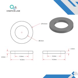 Flat Gasket Washer Seal Type 350 Kevlar® Aramid Fibres for Sanitary and Heating Elements Excellent Chemical Stability and Resistance to Creep (up to 350°C) 100 Pieces 3/8" Normal (14.5 x 9 x 2 mm)