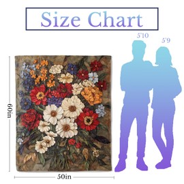 CUEBOS Vintage Floral Bouquet Flannel Throw Blanket 40X50 Inch, Bold Watercolor Wildflower and Rose Pattern Blankets Soft Cozy Fleece Throws for Flower Lover Bed Sofa Dorm Living Room Decor Gifts