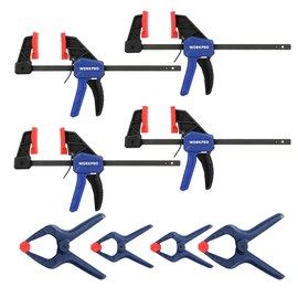 WORKPRO Clamp Set for Woodworking, 4 Pack 4-1/2" Mini Bar Clamps and 4 Pack Spring Clamps, Light-Duty Wood Clamp with 50 lbs Load Limit, One Handed Clamps