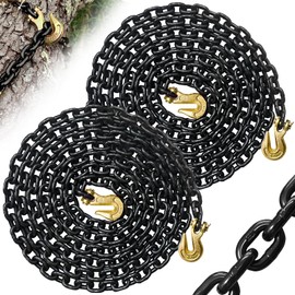 5/16" Tow Chain|G80 Trailer Safety Chains with G70 Clevis Grab Hooks for Towing|15 FT Transport Binder Chain Wll 4900 Lbs| Heavy Duty Chain for Tie Down&Logging&Transporting(2 Pack-ER Black)
