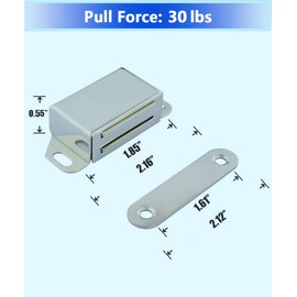 WOOCH Magnetic Door Catch - 30lb High Magnetic Stainless Steel Heavy Duty Catch for Kitchen Bathroom Cupboard Wardrobe Closet Closures Cabinet Door Drawer Latch (2.1 in Silver, 20-Pack)