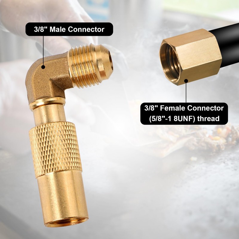 Gosknor Propane Elbow Adapter for Blackstone, Brass 3/8" Male Flare