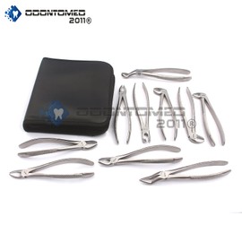 OdontoMed2011 10 Pieces of EXTRACTING Forceps Extraction Dental Instruments Dental Tools Set KIT ODM