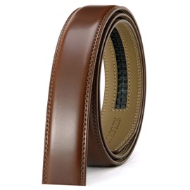 CHAOREN Men's Belt Without Buckle, Automatic Belt for Men, Leather Belt, 35 mm - Brown, Waist 100 - 110 inches (total length 125 inches)