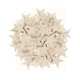 NUOBESTY Wooden Stars Star Wooden Discs for Painting and Crafts Wooden Confetti Table Decoration Hanging Decoration for Baby Shower DIY Craft Embellishments 50 Pieces 30 mm