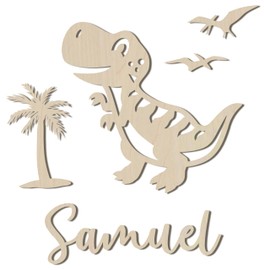 Personalisiertes Türschild Kinderzimmer mit Name – Dino – Holz Namensschild - Personalisierte Baby Zimmer Dekoration - Namensschild Kinderzimmertür & Holzbuchstaben Kinderzimmertür (Dino)