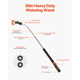 VEVOR Watering Wand, 36-Inch Extra Long Heavy Duty Garden Hose Wand with 8 Spray Patterns & 180° Swivel Head, Long Hose Nozzle Sprayer with on/off Thumb Control, Ideal for Hanging Baskets | VEVOR