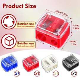 JJUNW 5 Pack Make Up Pencil Sharpener, Plastic Lip Liner Pencil Sharpener Sharpener Small Eyeliner Sharpener Manual Cosmetic Pencil Sharpener for Eyeliner Lip Liner Pencils (4 Colors)