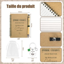 Geschenk für Arbeitskollegen für Damen, Geschenk zum Abschied der Kollegin, Abschiedsgeschenk für Kollegen, die den Job wechseln, inklusive Notizbuch aus Organza-Beutel und Schlüsselanhänger, Danke