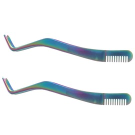 FOMIYES 2pcs Eyelash Tweezers with Comb End Stainless Steel Eyelash Applicator Tools for Easy False Lash Application Ergonomic Design for Precision and Control Resistant