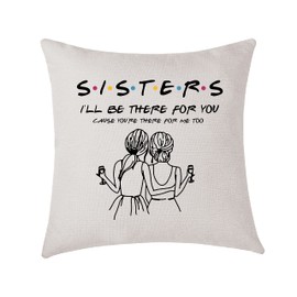 AMZKWY Sister Cushion Cover Best Sister Gifts for Sisters Best Friend Birthday for Sisters Friends Home Decoration Cotton Linen Cushion Pillow Case 45x45cm