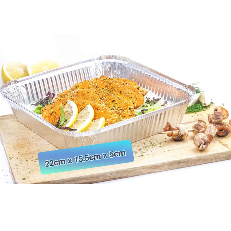 HOMESmith 10 Pack Aluminium Foil Trays with Lids Containers Strong