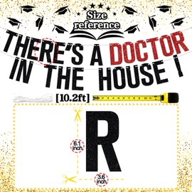 There's a Doctor in the House Banner,Congrats Doctor, 2025 Medical College Graduation Party Decorations Supplies, Black Glitter