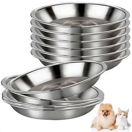 cuencos de acero inoxidable para gatos, cuencos de comida anchos y poco profundos para gatos, cuencos de repuesto para aliviar la fatiga de los bigotes para perros pequeños y gatos en interiores (pla