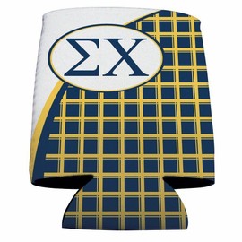 Sigma Chi Can Cooler Set of 6 - Plaid FREE SHIPPING