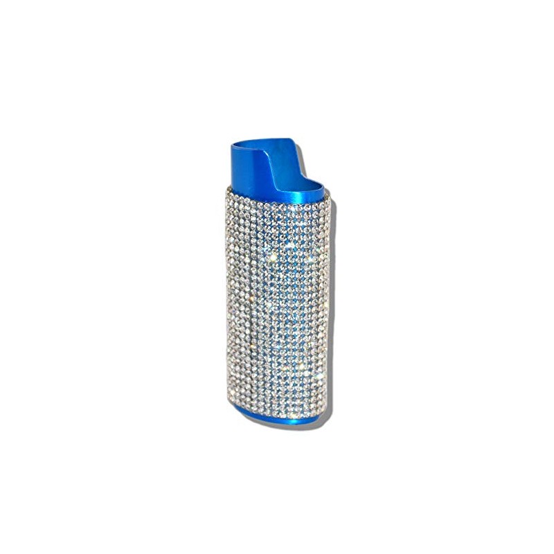 Blue Lighter Cover Sleeve with Crystal Rhinestones LS1