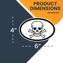 Magnet Me Up Skull and Crossbones Oval Magnet Decal, 4x6 Inches, Heavy Duty Automotive Magnet for Car Truck SUV Decorative Magnets for Fridge and Home Kitchen Office Whiteboard Locker Accessories