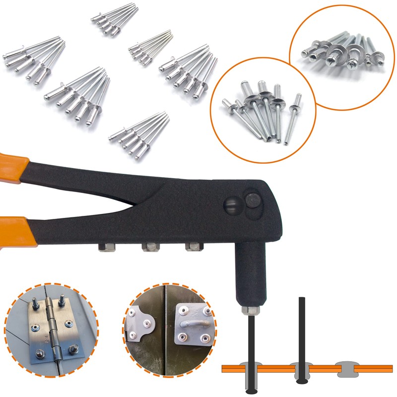 ISPINNER 225pcs Aluminum Blind Rivets Assortment Kit with Heavy Duty