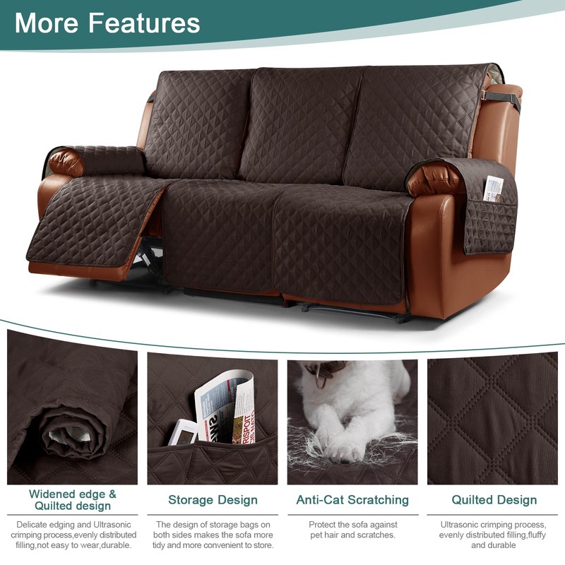 Ruaozz Waterproof Recliner Sofa Cover 1-Piece Couch Covers for Reclining