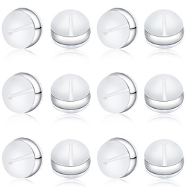 Rubber Earring Backs for Studs, Clear Soft Earring Backs for Hook Earrings, KMEOSCH Safety Backs for Earrings Plastic Earring Backs Replacements Silver Earring Stoppers (12Pcs)