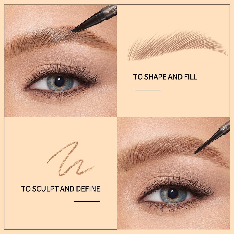 Music Flower Dual-Ended Microfilling Eyebrow Pen, Liquid Eyebrow Pen with
