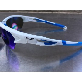 RAZE Eyewear Sunglasses Pursuit White Blue Mirrored Smoke Lens 35424