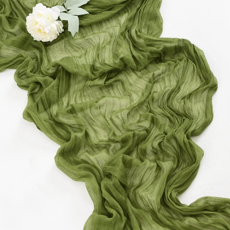 Socomi Cheesecloth Table Runner 14ft Gauze Boho Rustic Campsite Green