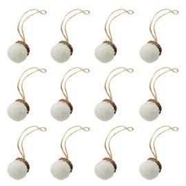 12 Pcs Felt Acorn Ornaments Fall Hanging Ornaments Felt Acorn Garland for Tree Ornament Thanksgiving Felt Ball Acorn Decor with Rope for Fall Christmas (White)