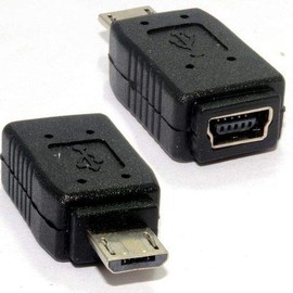 CABLEPELADO Adapter Mini USB Female to Micro USB Male | Female to Male | Black | for Mobile Phones and MP3 Players | 1 Unit