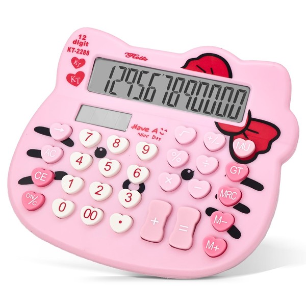 Women Calculators, Cute Desktop Calculator 12 Digit with Large LCD