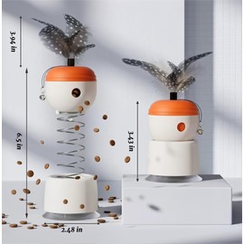 Lonsenbao Interactive Cat Toy with Spring Swing, Suction Cup Base, Treat Dispenser, Pet Self Fun Toy, Slow Food Dispenser（Orange & White）