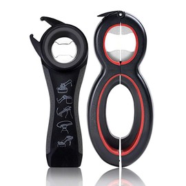 Multi Bottle Opener,Multi-Function Bottle Can and Jar Grip Opener, 5-in-1 and 6-in-1, Twist Off Lid Kitchen Tool Suitable for Seniors or Arthritic Hands (2Pcs)