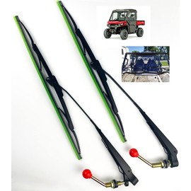 Valchoose Upgraded Universal UTV Windshield Wiper Kit, Index Any Position 15.7” Blade, UTV Windshield Wiper Kit Good Job at Removing Rain Snow Mud, UTV Windshield Wiper Not Scratch Windshield (2 Set)