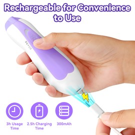 Baby Nail Trimmer Electric, 6 in 1 Rechargeable Baby Nail Clippers Manicure Set Grooming Kit for Toddler Infant or Adults (Purple)