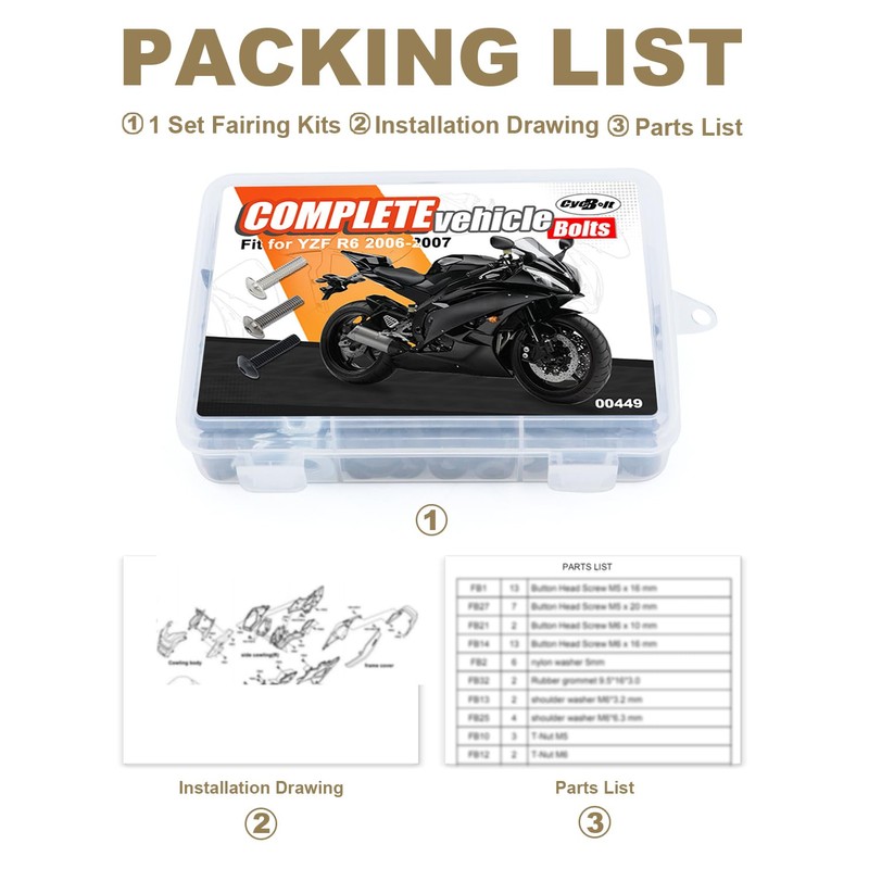 CYCBOLT Full Sets Fairing Bolts Kit Compatible with YZF-R6 2006-2007