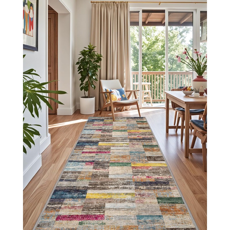 LUMI Washable Runner Rug, 3'x10' Non-Slip Hallway Mat, Low Profile