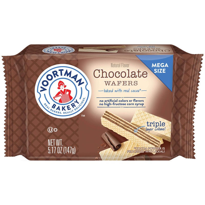 Voortman Bakery Chocolate Wafers, Mega Size, 5.17 oz, Case of