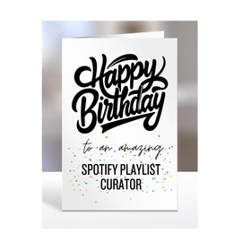 Card for spotify playlist curator, Happy Birthday Gifts for Men or Women, Him, Her, Presents for Christmas, Appreciation, To an amazing, A5-169_180