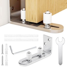 Floor Guide Sliding Door, Adjustable Floor Roller Guide Made of Carbon Steel Sliding Door Fitting with Tool for Sliding Door System Sliding Door Rail Barn Door (Silver)