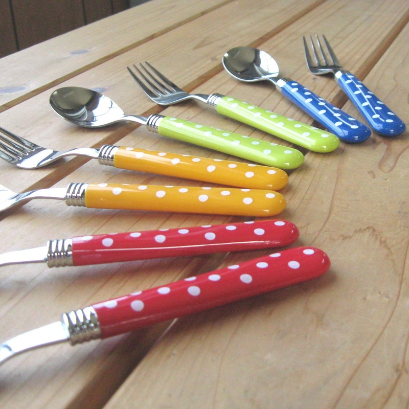 Nagao Tsubamesanjo Color Dot Lunch Spoon Lunch Fork, Green, Made