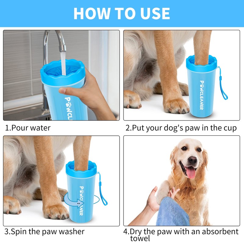 Comotech Dog Paw Cleaner with Bath Brush & Absorbent Towels