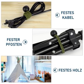 TaoTazon Bungee Bands with Ball Pack of 50, Tarpaulin Tensioners with Ball 15 cm, Rubber Tensioner, Tent Elastics Expander Loops, Rubber Loops for Tarpaulins, Tents, Banners, Net, Gazebos