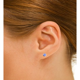 Franki Baker Small & Dainty Natural Tanzanite Gemstones Stud Earring Set in 925 Sterling Silver. Stud Diameter: 5mm