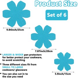 Pack of 6 Pan Protectors, Felt Pan Protectors, Stacking Protection, Pot Protectors 35/20/15 cm, 3 Different Sizes for Pans Pots Bowls Kitchen Utensils