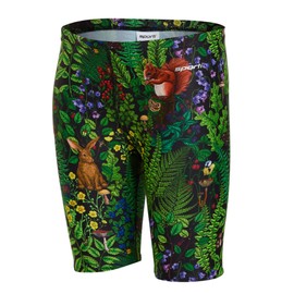 Sporti Forest Hideaway Jammer Boys' & Men's Competitive Training Swim Jammer, Chlorine Resistant, UPF 50+, Adjustable Waist - Forest Hideaway - 26
