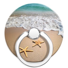 NCHomesy Cell Phone Ring Holder for Smartphone,360 Degree Rotation Finger Kickstand Phone Diamond Ring Stand Grip - Beach Waves Sand and Starfish