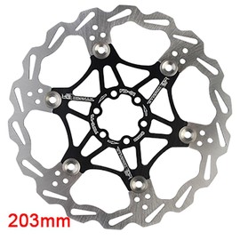 Black Bike Disc Brake Pad with 6 Bolts Heat Dissipation Mountain Bike Floating Rotor for Cycling Enthusiasts(203mm)