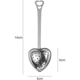 Stainless Steel Heart-shaped Tea Strainer Spoon, Silver Long Grip Handle Tea Filter Tea Infuser Spoon Tea Strainer Spoon Tea Strainers
