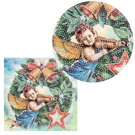 Ideen mit Herz Diamond Painting Greeting Card | 16 x 16 cm | 370 gsm | Includes Envelope & Tools (Christmas Wreath with Angel)