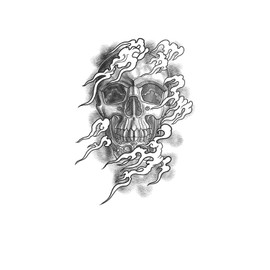 kobench Semi Permanent Tattoos,Skull In Fire - K98 Design,Waterproof,Easy-to-Apply,Long Lasting 1-2 Weeks, Plant-Based,Skull Tattoos